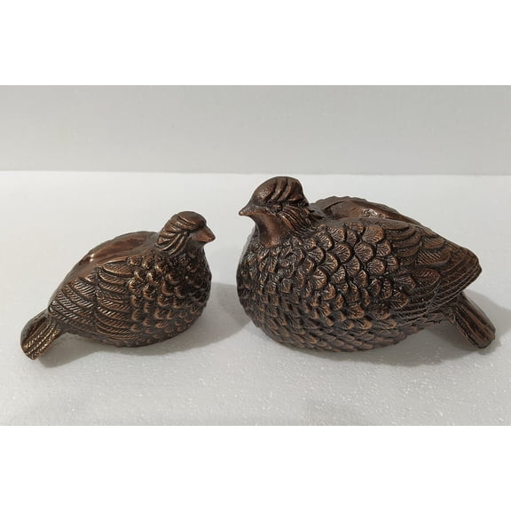Decorative Metal Quail Partridge Pheasant Set of 2 Pieces Bird Statue Home Decor Antique A Excellent Item for Home Office Restaurant Decorations Silver Big 8 Inches small 5.5 inches IN 3462 0