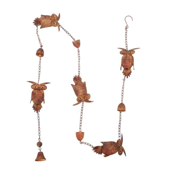 Decorative Metal Rain Chain with Owl Design for Outdoor Home Gutter Downspout Water Drainage System Replacement