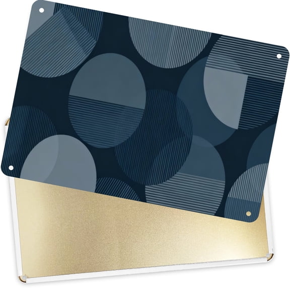 Decorative Metal Signs Plaques Navy Blue Geometric Abstract for Home Yard Decor 16x12inch