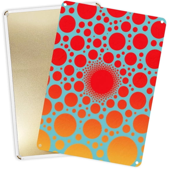Decorative Metal Signs Plaques Pop Art Style Gradient Polka Dot Pattern for Home Yard Decor 16x12inch