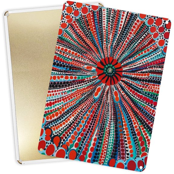 Decorative Metal Signs Plaques Psychedelic Radiating Polka Dot Pattern for Home Yard Decor 16x12inch