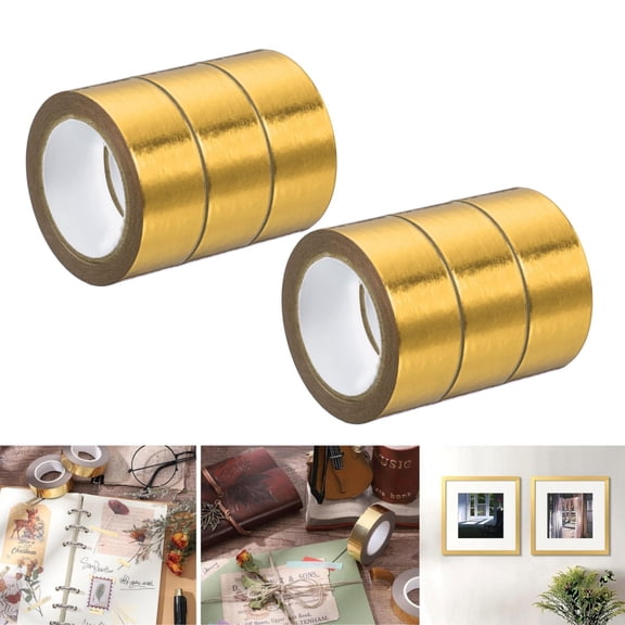 Decorative Metallic Gold Tape,8Pack of Versatile Self-Adhesive for Customizing Planners,Home Walls Decoration,Party Decor