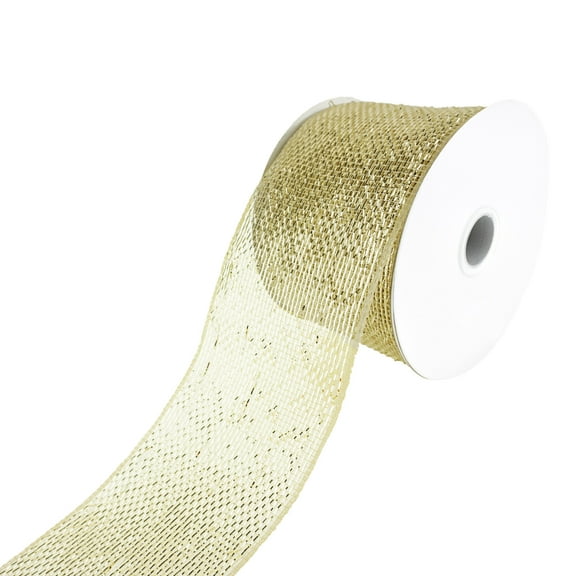 Decorative Metallic Mesh Ribbon, 4-Inch, 25-Yard (Champagne)