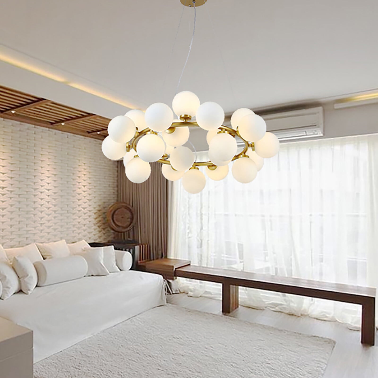 Decorative Milky White Chandelier, Ceiling Mount Pendant Light Fixture for Lobby, Restaurant 110V
