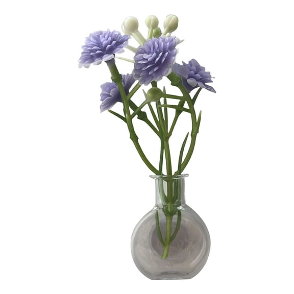 Decorative Mini Glass Vase with Artificial Purple Blooms – Wall Hanging for Home, Bathroom, Kitchen & Bedroom Decor,E