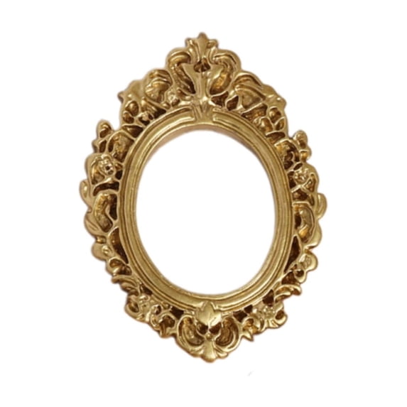 Decorative Miniature Picture Frame, Classic Baroque Embossed Border, Elegant Tabletop Keepsake Holder, Small Resin Frame Ornament, Victorian Home Accents