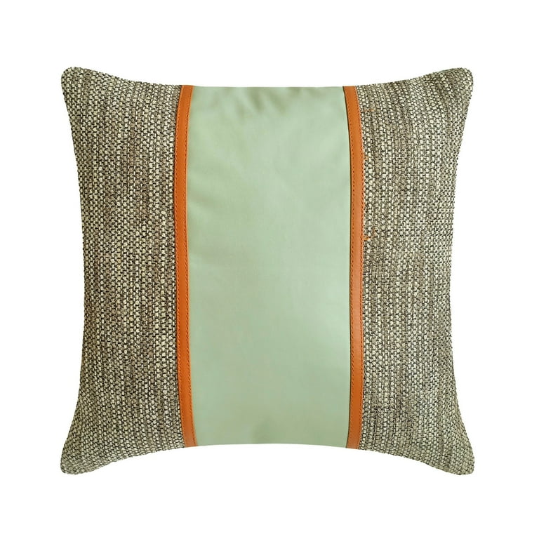 Decorative Mint Green Grey 14 x14 35x35 cm Throw Pillow Covers Jute Faux Leather Faux Leather Tape Throw Pillows For Sofa Patchwork Pattern Modern Style Mint Fresh Walmart