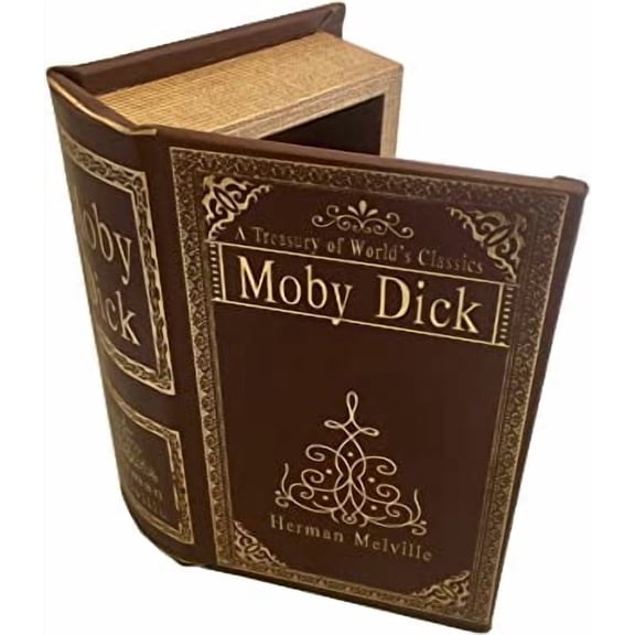 Decorative Moby Dick Book Box Faux Leather Over Wood Secret Storage Book Box