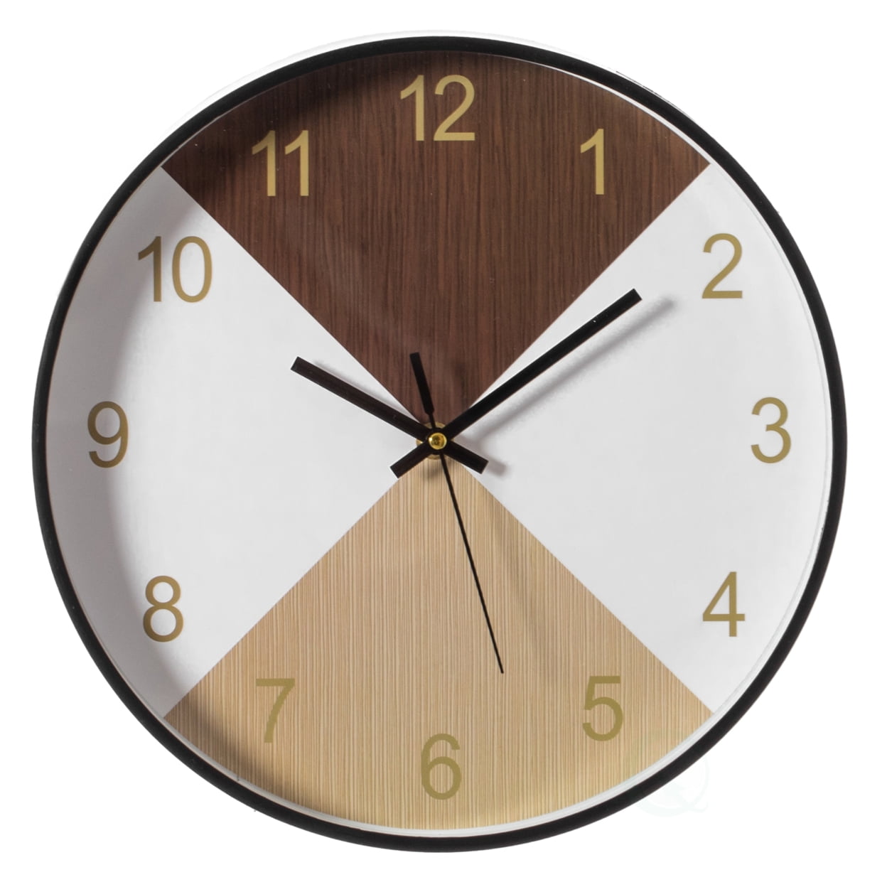 Modern Brown and Beige Plastic Wall Clock with Wood Look