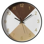 Decorative Modern Round Wood- Looking Plastic Wall Clock for Living Room, Kitchen, or Dining Room