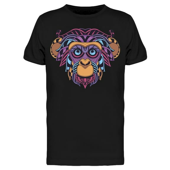 Decorative Monkey Face Graphic T-Shirt Men -Image by Shutterstock, Male 3X-Large