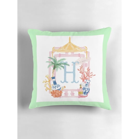 Decorative Monogram H Throw Pillow Cover, Double-Sided Print, Cover Only