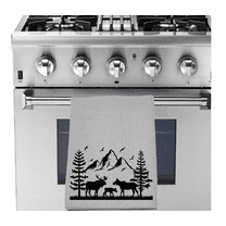 Decorative Moose Kitchen Dish Towel Gray Waffle Weave 16x24