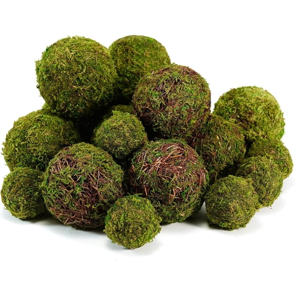 Decorative Moss Balls Set - 18pcs Fake for Bowl Fillers, Centerpiece Decor, Home Vase Wedding Table Arrangements, Coffee Accents, DIY Crafts (Mix-Set of 18)