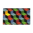 thumbnail image 1 of Decorative Multi-Color Cube Coir Outdoor Rectangular Door Mat, 29.5 x 18 in., 1 of 1