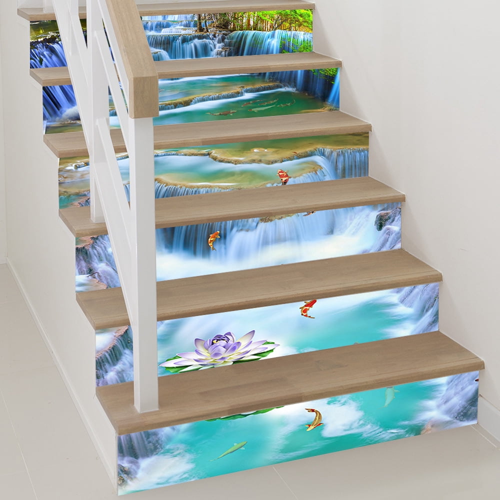 Decorative Mural 3D Peel and Stick Tile Backsplash Stair Riser Decals ...
