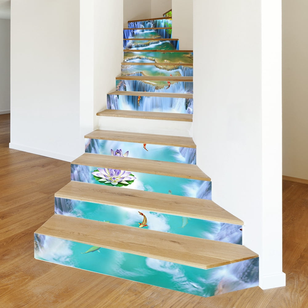 Decorative Mural 3D Peel and Stick Tile Backsplash Stair Riser Decals ...