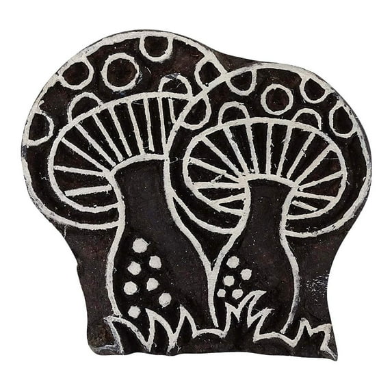 Decorative Mushroom Hand Carved Wooden Printing Blocks Border Stamps