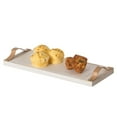 thumbnail image 1 of Decorative Natural Wooden Rectangular Tray Serving Board with Brown Leather Handles, 1 of 7