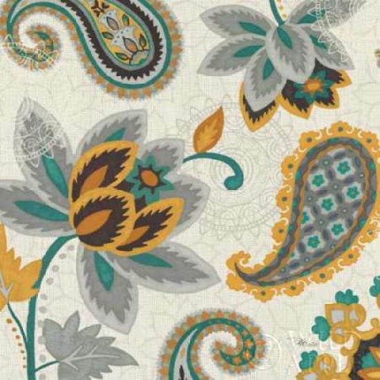 Decorative Nature II Turquoise Cream Canvas Art - Pela Studio (24 x 24)