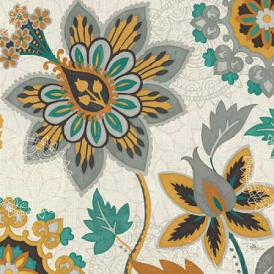 Decorative Nature III Turquoise Cream Canvas Art - Pela Studio (24 x 24)