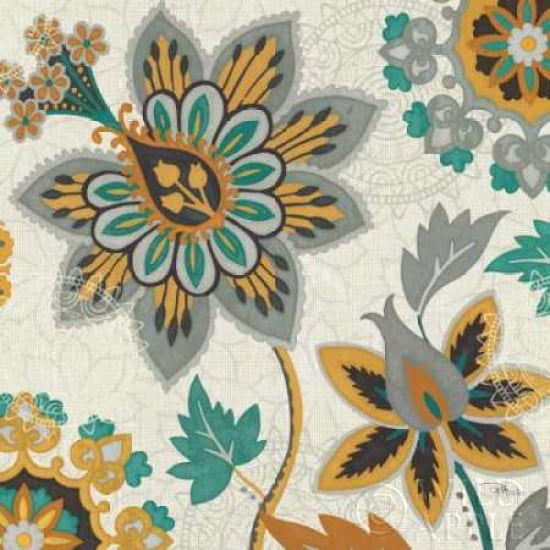 Decorative Nature III Turquoise Cream Canvas Art - Pela Studio (24 x 24)