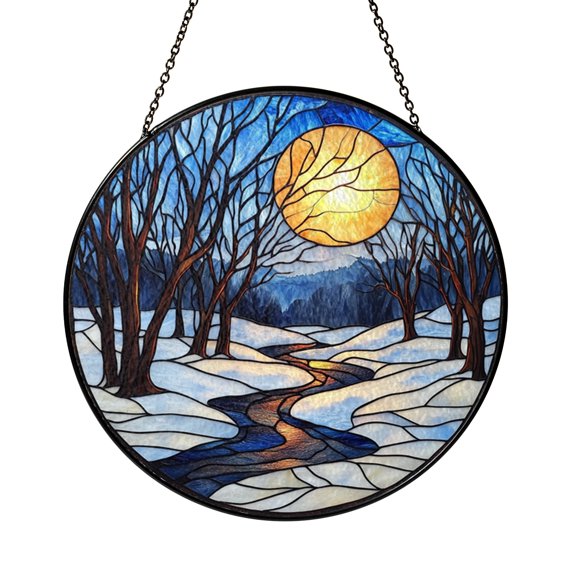 Decorative Nature Window Art – Winter Forest Path Scene