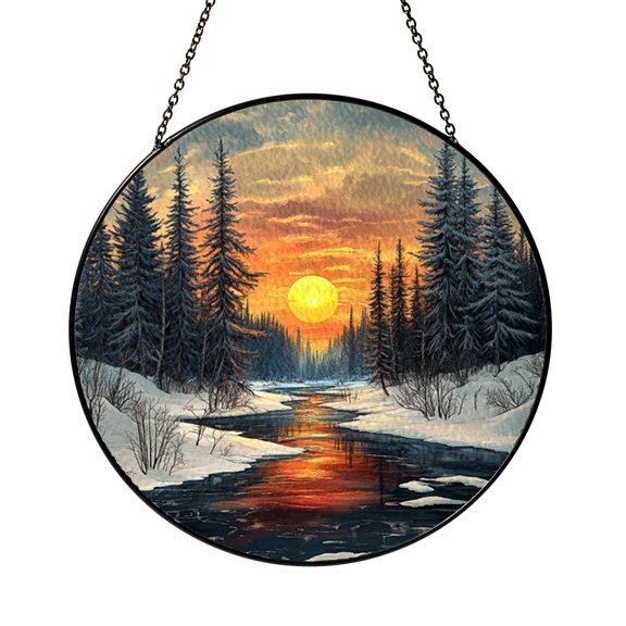 Decorative Nature Window Art – Winter Forest Scene