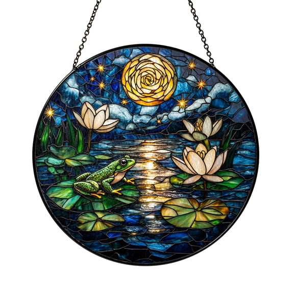 Decorative Night Pond Frog Glass Suncatcher