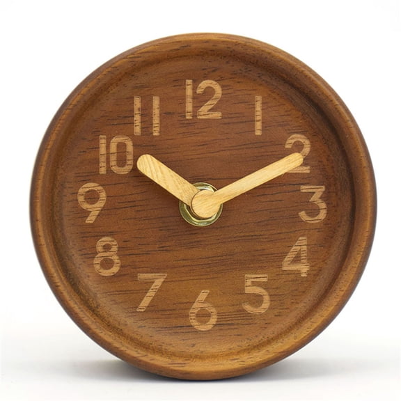 Decorative No-Tick Design Easy to Read Silent Sweep Mantle Clock Quiet Tabletop Clocks with Wood Body, Hands, & Battery Cover