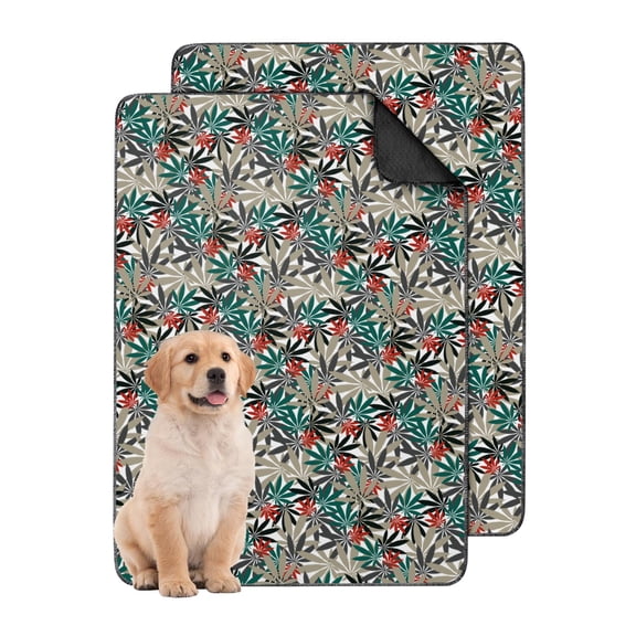 Decorative Non-Slip Washable Potty Pads for Dogs, Reusable Training Mat with Plant Patterns for Home and Travel Crate Use (Plant patterns, 24" x35")
