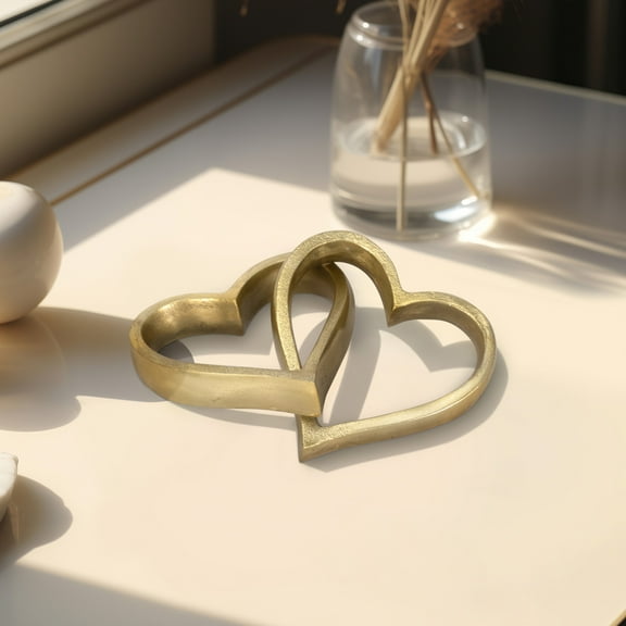 Decorative Object Aluminum Heart Shape Glam Style for Home Office Bedroom Living Room Decor - 2" Gold & Metallic