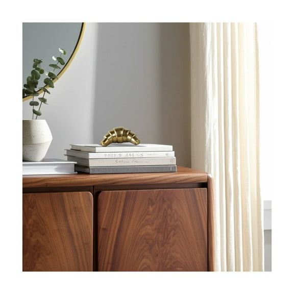 Metal Croissant Sculpture for Home and Living Room Decor - Accent Display for Bathroom, Office Desk, Mantel, and Shelf Decor - Ornament Piece for Coffee Table Decor and Tabletop - 3", Gold