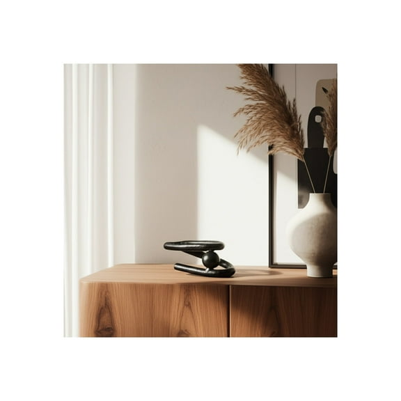 Decorative Object Metal Aluminum Modern Abstract Sculpture for Home Office Bedroom Living Room Display - 3" Black