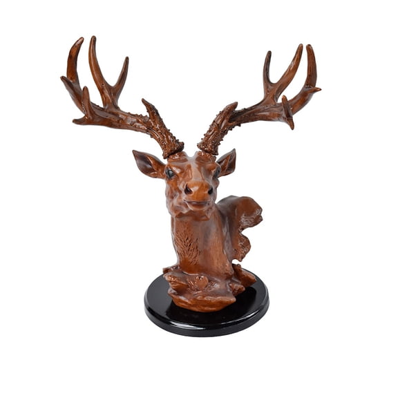Decorative Object Resin Deer Head Tabletop Statue Rustic Western Accent for Living Room Mantel Shelf Home Display Housewarming Gift