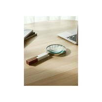 Decorative Object Resin Glass Wood Magnifying Accent for Home Office Bedroom Living Room - 10" White, Brown, Silver