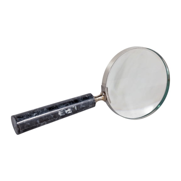 Decorative Object Resin Metal Glass Modern Magnifying Glass Design Marbled Handle Frame for Home Office Living Room - 1" Black, White, Silver