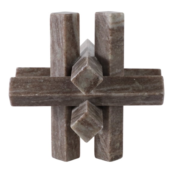 Decorative Object Stone Marble Modern Sculpture for Home Office Bedroom Living Room Decor - 7" Gray