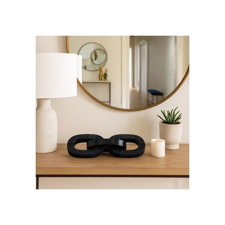 Decorative Objects for Home Decor - Modern Chain Link Sculpture and Statues for Kitchen Decor or Table Styling - Contemporary Accent for Decorations for Living Room - 15", Black