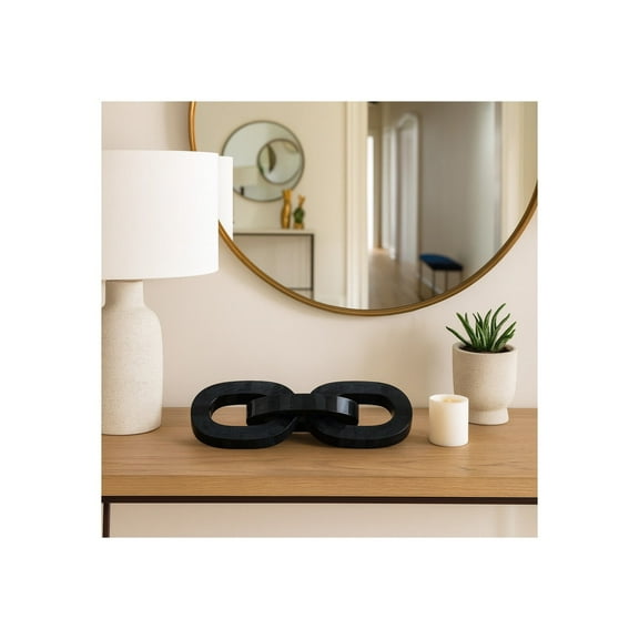 Decorative Objects for Home Decor - Modern Chain Link Sculpture and Statues for Kitchen Decor or Table Styling - Contemporary Accent for Decorations for Living Room - 15", Black