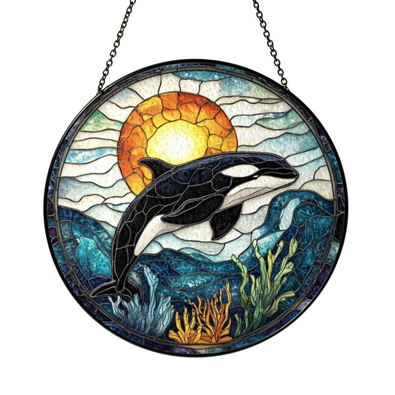 Decorative Ocean Window Hanging – Whale Glass Artwork