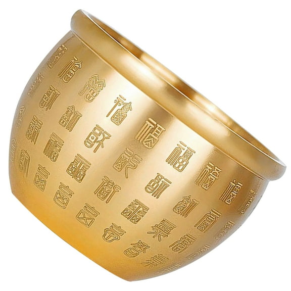 Fortune Bowl Copper Decor Wealth Flower Vases Decorative Centerpiece Golden