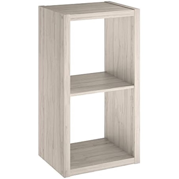 Decorative Open Back 2-Cube Storage Organizer, Bleached Walnut