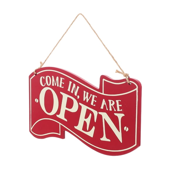 Toyandona Open Closed Sign Wood Red Door Opening and Closing Reminder 1Pcs