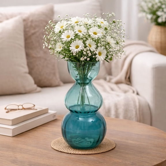 Expobazaar Glass Vase | Decorative Opulent Bauble Glass Vase | 6.50X14" | Flower Vase, Modern Home, Office, Bedroom & Living Room Dcor