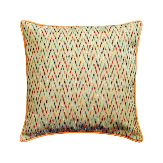 Decorative Orange 16"x16" (40x40 cm) Pillow Covers, Jacquard Chevron Embroidery Throw Pillows For Sofa, Geometric Pattern Modern Style - Felicity