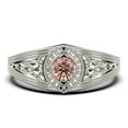 thumbnail image 1 of Decorative Ornament 1.25 Carat Round Cut Morganite And Diamond Moissanite Unique Engagement Ring, Wedding Ring in 925 Sterling Silver With 18k White Gold Plating Promise Ring, Anniversary Ring, 1 of 3
