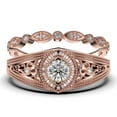thumbnail image 1 of Decorative Ornament 1.75 Carat Round Cut Diamond Moissanite Engagement Ring, Vintage Look Wedding Ring in 925 Sterling Silver With 18k Rose Gold Plating Promise Ring, Bridal Rings Set, 1 of 4