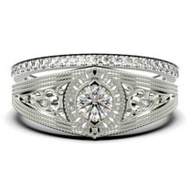 Decorative Ornament 1.75 Carat Round Cut Diamond Moissanite Unique Engagement Ring, Wedding Ring in 925 Sterling Silver With 18k White Gold Plating Promise Ring, Bridal Rings Set