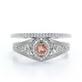 thumbnail image 1 of Decorative Ornament 1.75 Carat Round Cut Morganite And Diamond Moissanite Unique Engagement Ring, Wedding Ring in 925 Sterling Silver With 18k White Gold Plating Promise Ring, Bridal Rings Set, 1 of 3